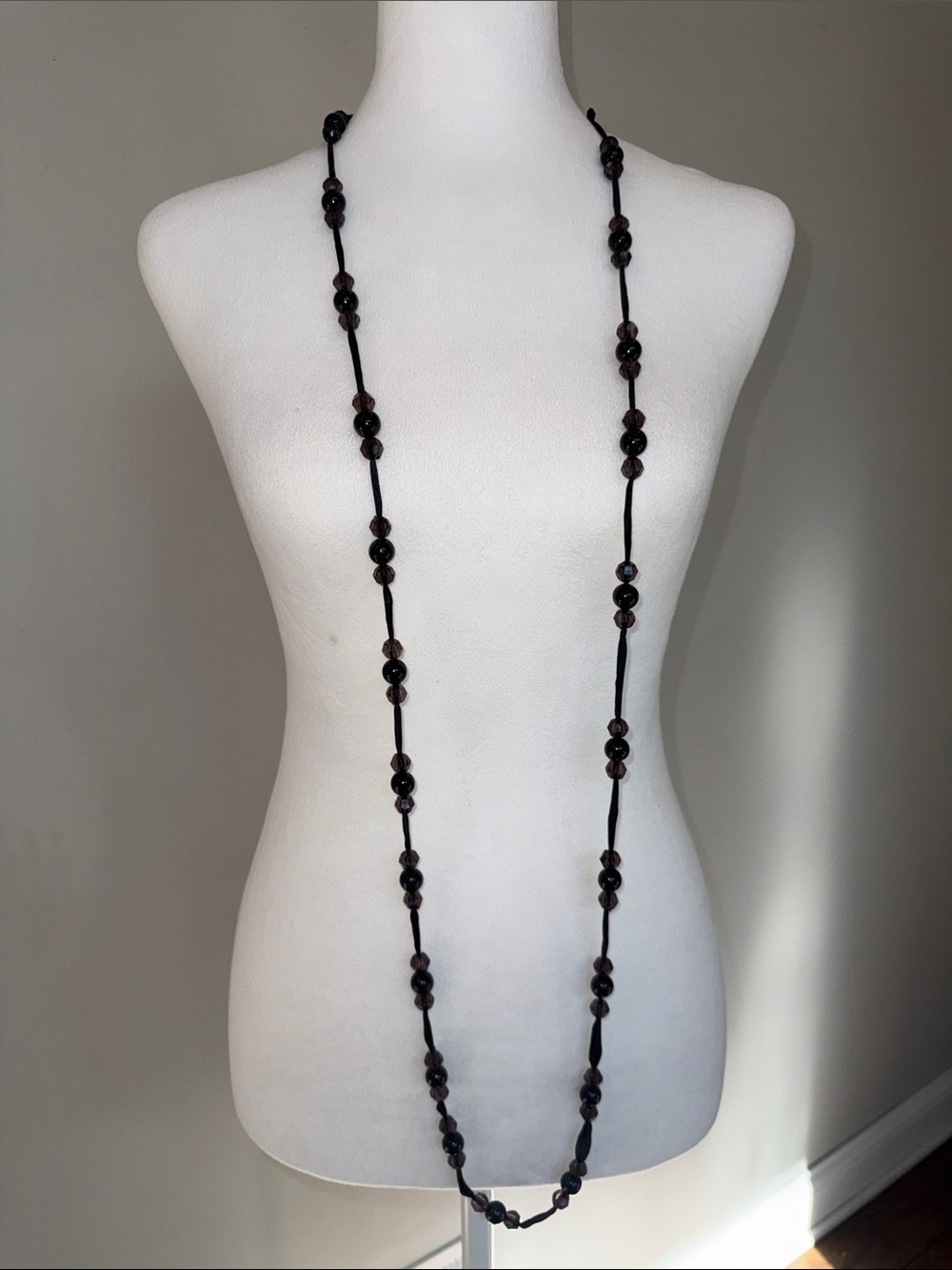 J. Crew Long Black Beaded Necklace